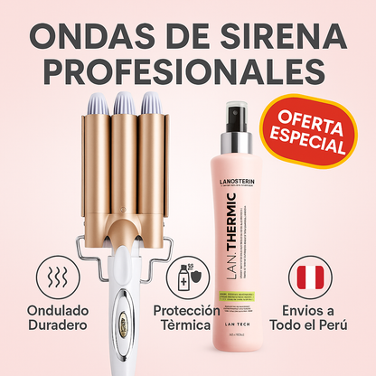 Oferta Especial: Plancha Ondas de Sirena Profesional + Protector Termico Lanosterin 110 ml.