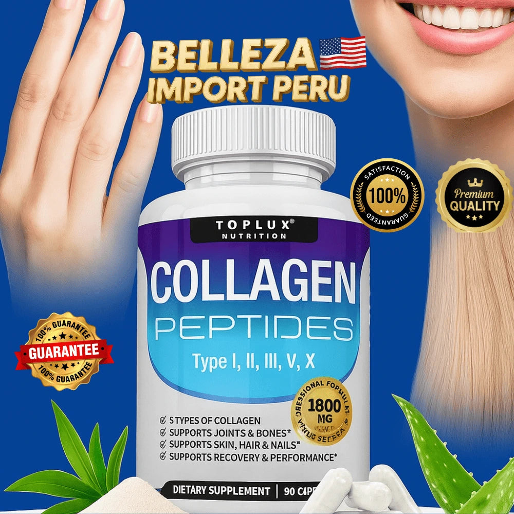 Colageno Premiun Ultra Toplux Nutrition™ - 60 Capsulas. Uñas, Pelo y Piel. Todo en Uno.