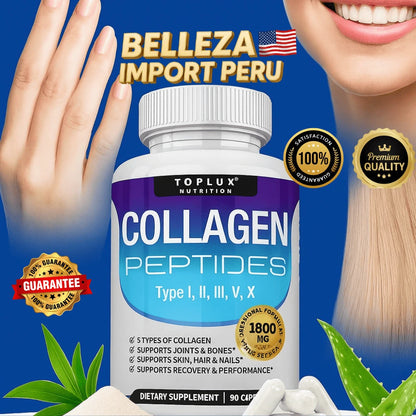 Colageno Premiun Ultra Toplux Nutrition™ - 60 Capsulas. Uñas, Pelo y Piel. Todo en Uno.