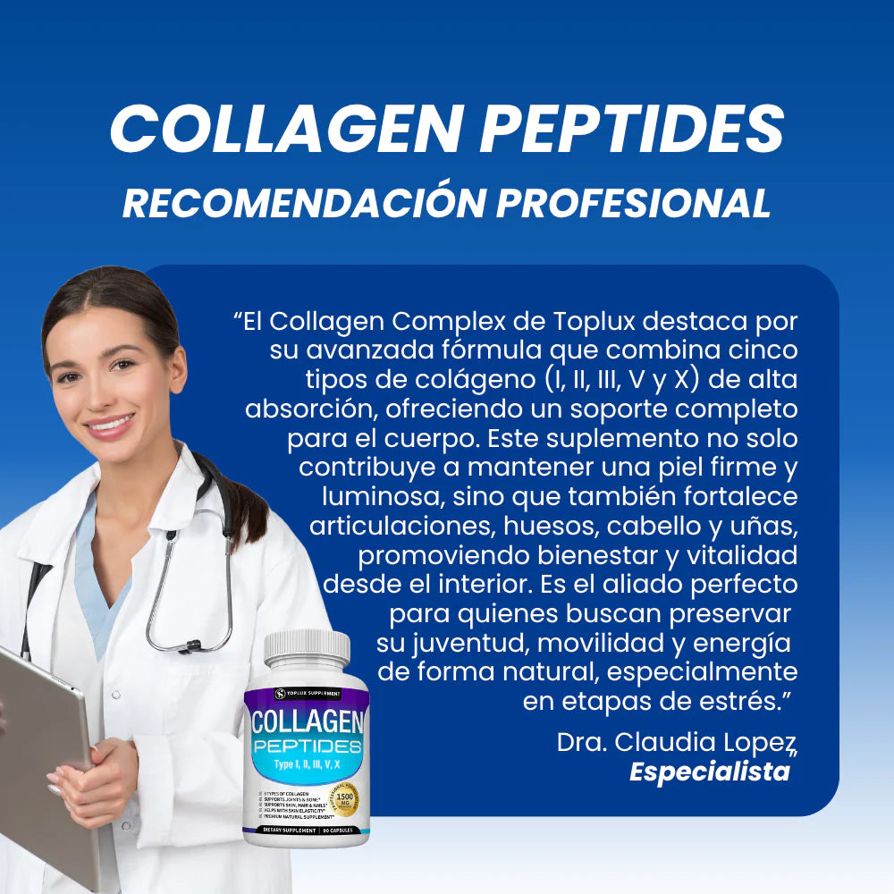 Colageno Premiun Ultra Toplux Nutrition™ - 60 Capsulas. Uñas, Pelo y Piel. Todo en Uno.